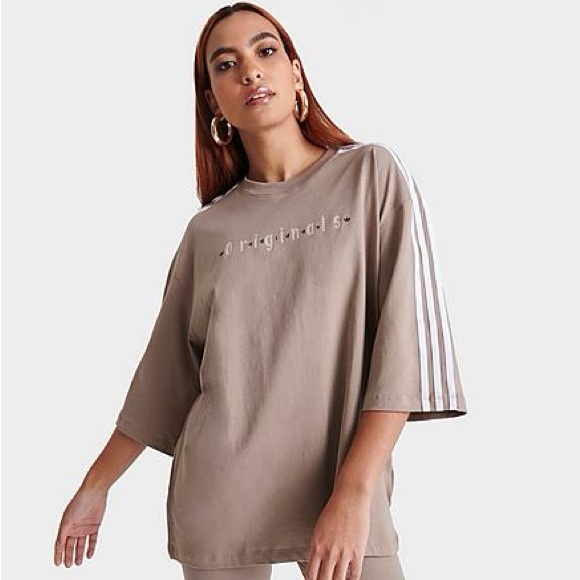 adidas Tops - Adidas Originals Brown Tee with White Accents